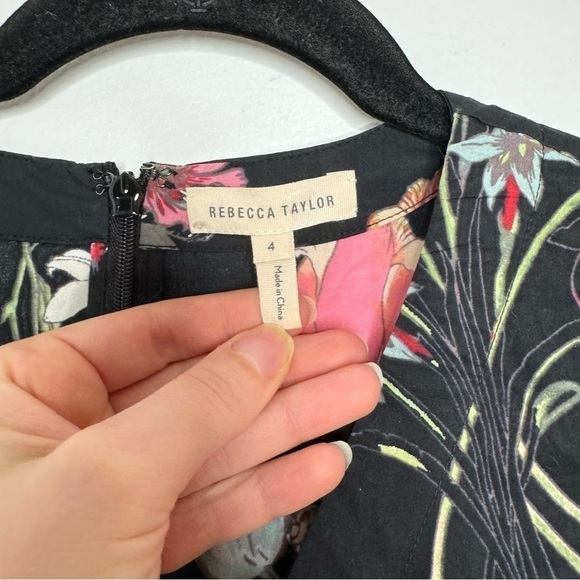 Rebecca Taylor floral print v neck peplum sleeveless blouse - Picture 4 of 10